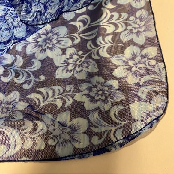 Cherokee Sheer mesh blue tropical floral Bathing Suit swimsuit skirt Cover up OS - Picture 2 of 5
